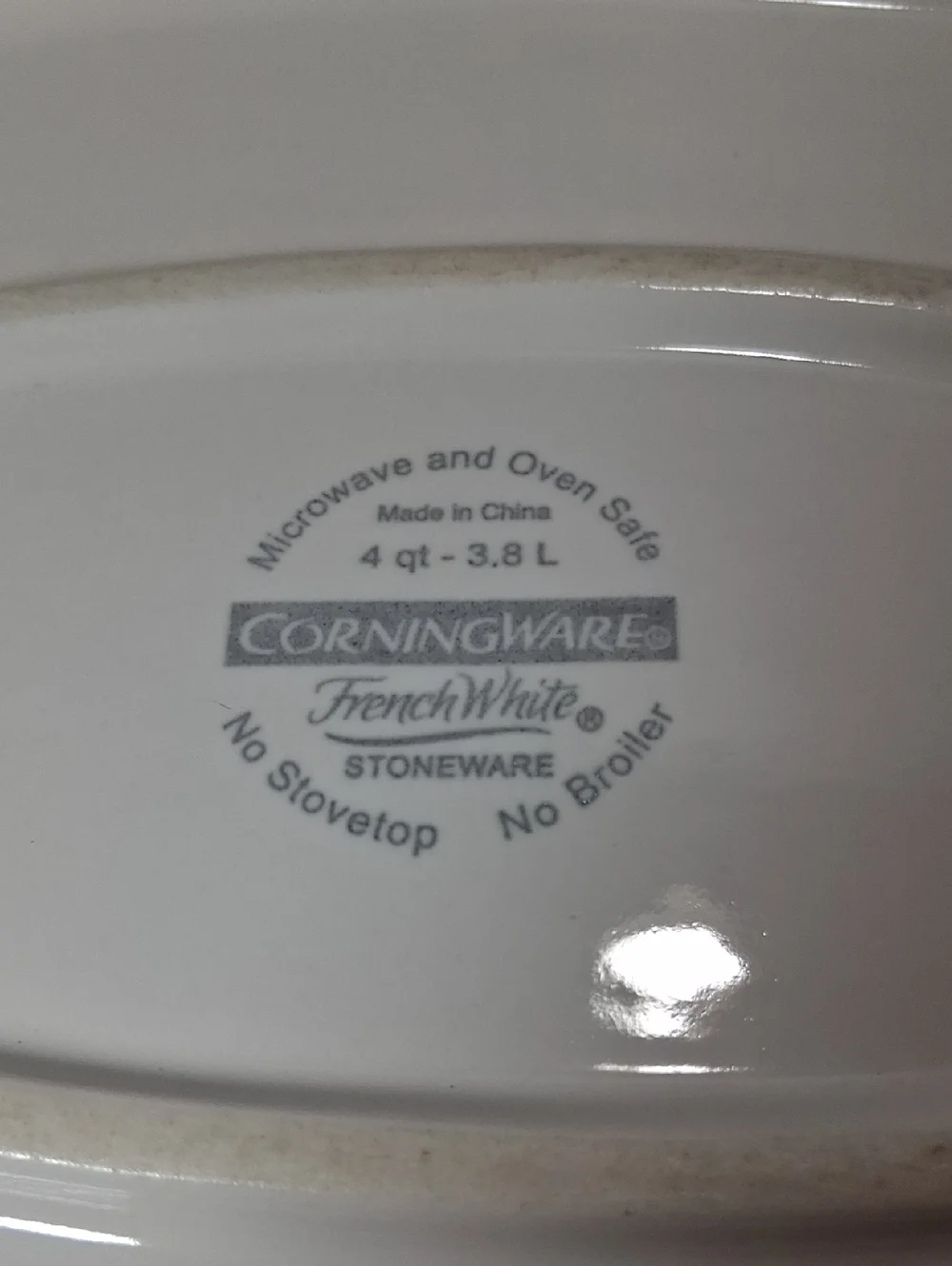 Corning Ware F-14-B French White STONEWARE 4 Qt. Oval Casserole W/ Lid
